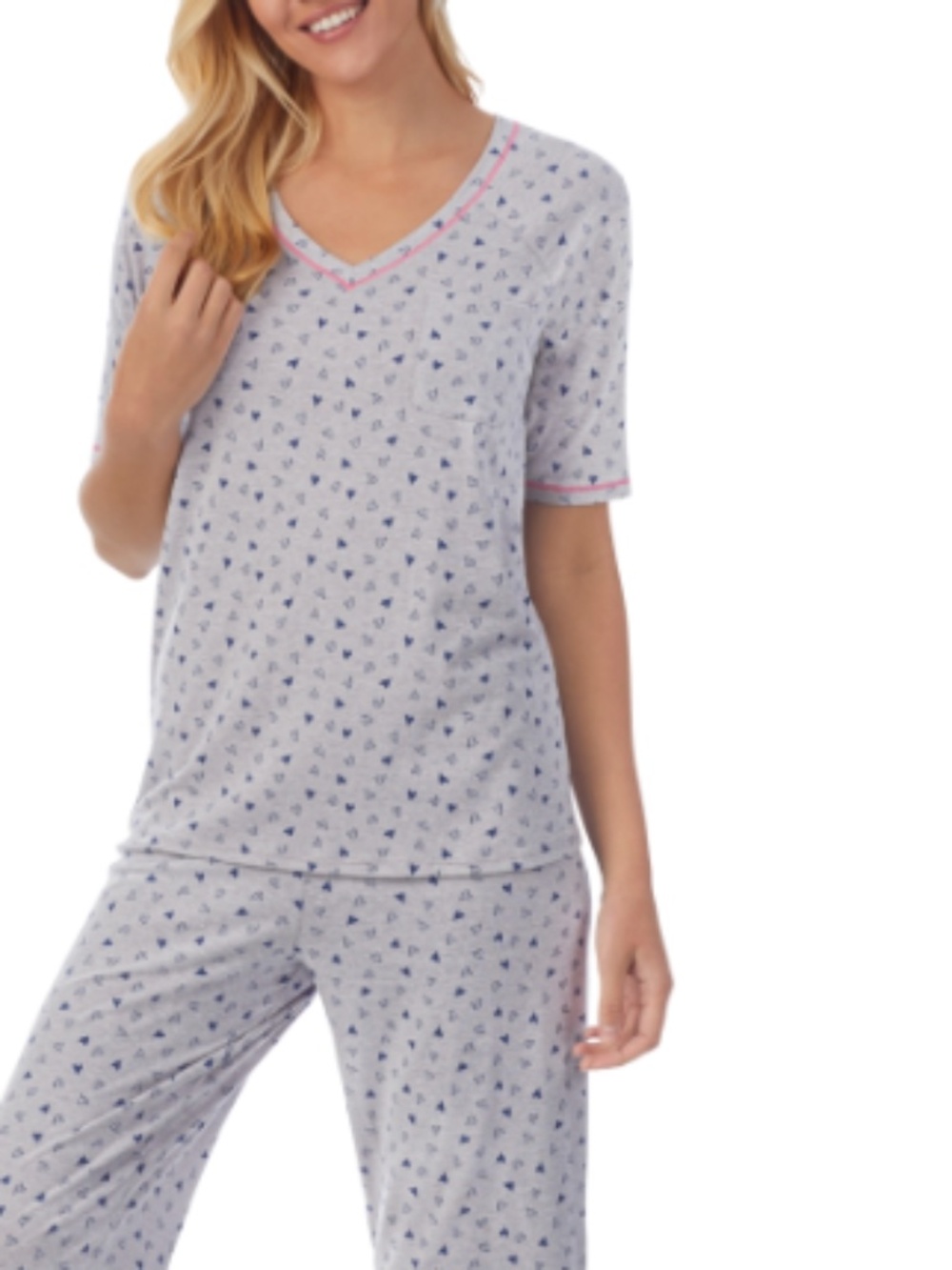 Cuddl Duds Printed Elbow-Sleeve Top